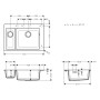 Кухонная мойка Hansgrohe S510-F635 77х51 на две чаши 18/45 Graphiteblack Silicatec, 43315170