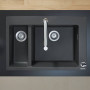 Кухонная мойка Hansgrohe S510-F635 77х51 на две чаши 18/45 Graphiteblack Silicatec, 43315170