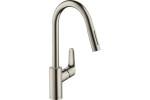 Смеситель для кухни Hansgrohe Focus 31815800 с выдвижным изливом, цвет (Нержавеющая сталь, матовый)