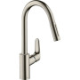 Змішувач для кухні Hansgrohe Focus 31815800 з висувним виливом, колір (нержавіюча сталь, матовий)