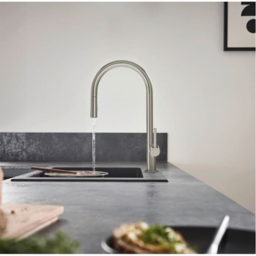 Смеситель Hansgrohe TALIS M54 для кухонной мойки с вытяжным изливом сталь 72802800