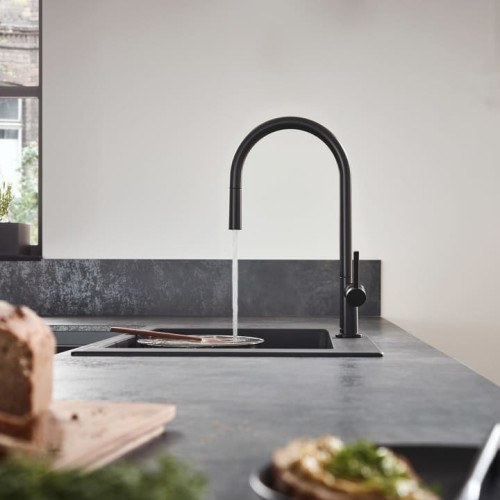 Змішувач Hansgrohe TALIS M54 з висувним душем Sbox для кухонного миття Black Matt 72803670