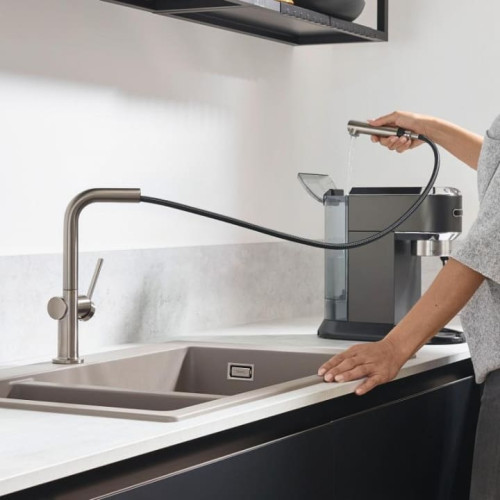 Смеситель с выдвижным душем Hansgrohe TALIS M54 сталь, 72808800