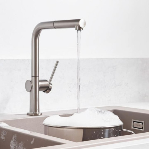 Смеситель с выдвижным душем Hansgrohe TALIS M54 сталь, 72808800