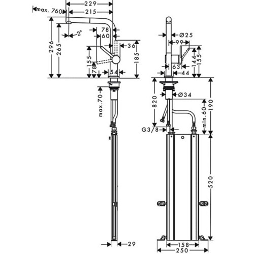 Смеситель с выдвижным душем Hansgrohe TALIS M54 сталь 72809800