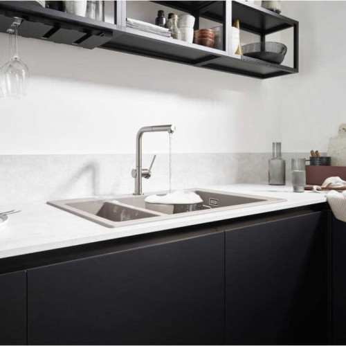 Смеситель с выдвижным душем Hansgrohe TALIS M54 сталь 72809800