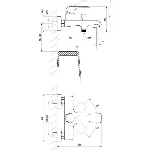 Смеситель для ванны Ravak Flat X070175