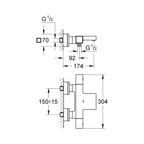 Смеситель-термостат для ванны DN 15 Grohe GROHTHERM Cube, 34497000