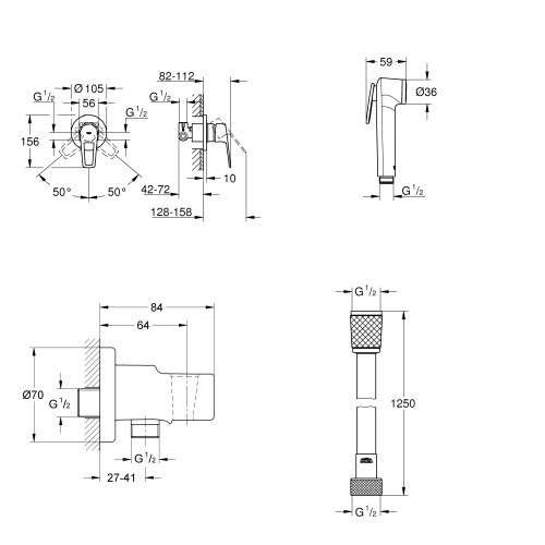 Комплект гигиенического душа Grohe Bauloop GROHE Bauloop NEW UA11104202
