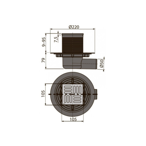 Зливний трап Alcaplast APV101 105x105/50мм