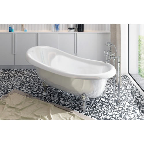 Ванна окремостояща кам'яна на левових лапах срібло Amidicon SIMFONIYA 167x80 см silver