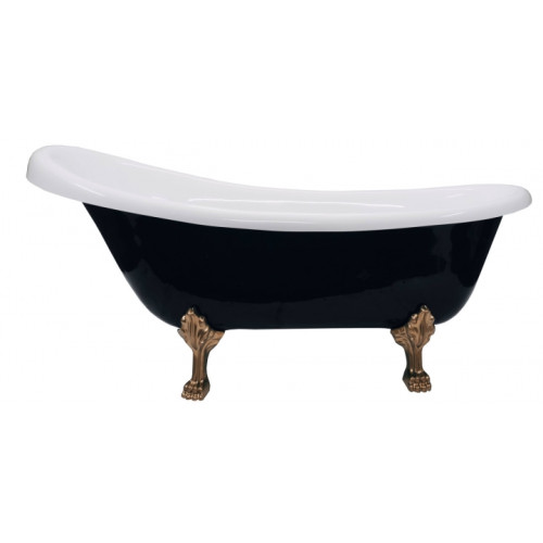 Ванна окремостояща кам'яна чорна на левових лапах золото Amidicon SIMFONIYA 167x80 см black