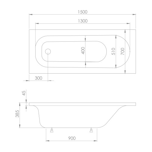 Ванна акрилова Imprese ROZKOS 150x70 см, b0701015070