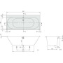 Ванна кварилова Villeroy&Boch Oberon 2.0 180x80 см + панель + сифон, UBQ180OBR2DV-01