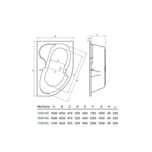 Ванна Koller Pool Montana 170х105 L Левая +сифон A51CRM + ноги