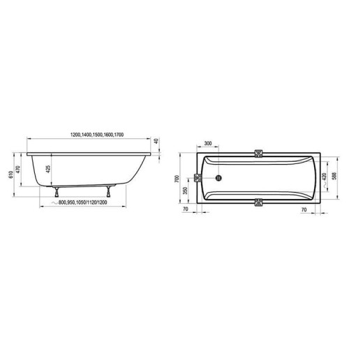 Ванна акрилова RAVAK CLASSIC II 150 x 70 CC31000000